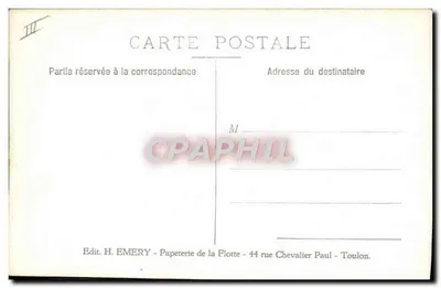 Buques de guerra en el mar — vista desde la cubierta — Edit. H. EMERY, Toulon — Reverso
