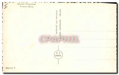 Francuski statek wojenny — widok z boku — Marine Française, Paryż, 1944 — Rewers