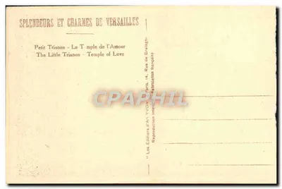Pequeno Trianon - O Templo do Amor — As Splendeurs e Charnes de Versailles — Éditions d'Art VVON, Paris — Verso