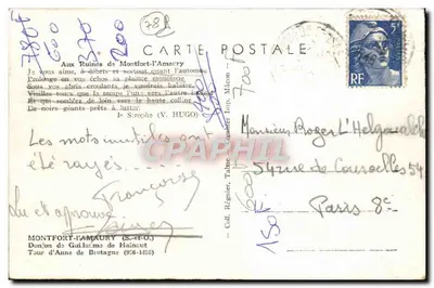Ruínas de Montfort-l'Amaury — Torre de Ana da Bretanha — editor Réginière, Talmec — Verso