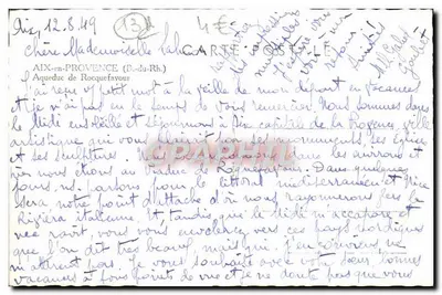 Aguas de Roquefeuil — Aix-en-Provence (B.-du-Rh.) — Tarjeta postal — Reverso