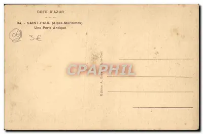Saint-Paul (Alpes-Maritimes) — Starsza drzwi — Wydawnictwo A. Baux Saint-Paul — Rewers