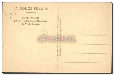 Saint-Paul (Alpes-Maritimes) — A Fonte Velha — Les Éditions d'Art YVC, Paris — Verso