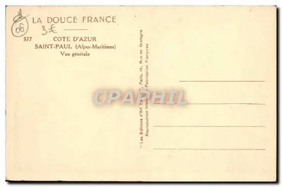 Saint-Paul (Alpes-Maritimes) — Vista geral — Les Editions d'Art Yvonne, Paris — Verso