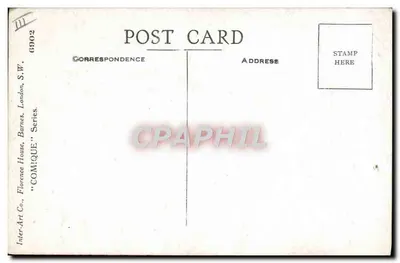 Zwei Kinder, die sich küssen — 'I don't talk - I do things !' / 'Pas de paroles, - des actes !' — Inter-Art Co., 'COMIQUE' Series, n° 6902 — Rückseite