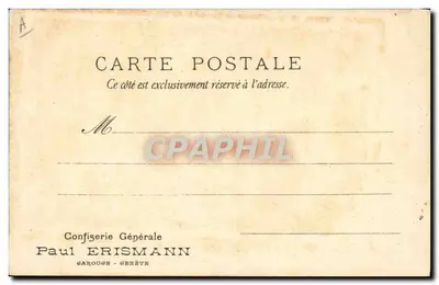 Pássaros em galho florido — Confisaria Geral Paul ERISMANN, GAROUGE - GENÈVE — Verso