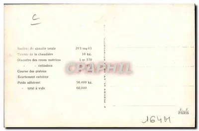 Locomotiva francesa n° 4503 — Série 4501-30 — Estado — Editor F. F. Paris — Verso