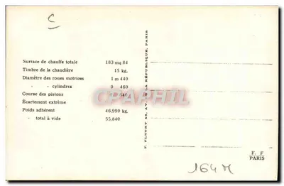 Locomotiva 130-604 — Série 130-611 a 130-660 — Estado — Verso