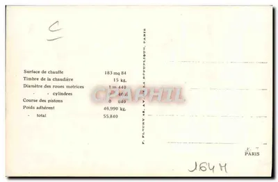 Locomotiva francesa Mogul — N° 130-609 — Editor F. Flutury, Paris — Verso