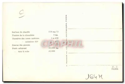 Locomotiva francesa n° 030-880 — Série 030-885 — Editor F. Fleury, Paris — Verso