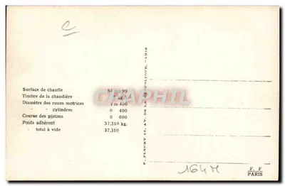 Tenderlokomotive Nr. 1397 — Die französischen Lokomotiven (Staat) — Verlag F. F. — Rückseite
