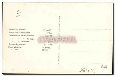 Locomotora de simple expansión — N° 0242 — Editor F. F. Paris — Reverso
