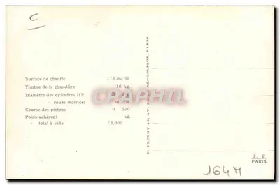 Locomotiva francesa — Série 140-928, antigo estado bávaro — Editor F. F. Paris — Verso