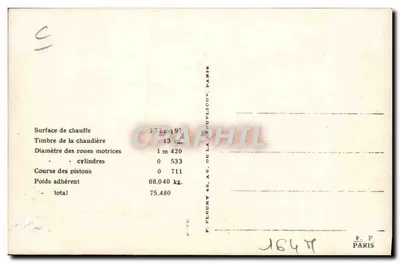 French Locomotive — Machine No. 140-1347, type Consolidator — Publisher F. Fleury, Paris, series 140-1101 — Back