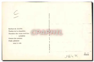 Máquina-tender N° 30-197 — As Locomotivas FRANÇAISES (Estado) — F. Fleury, Paris — Verso