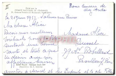 Soleil Royal — Czas Ludwika XIV — Aquarelka A. Sebille — Rewers