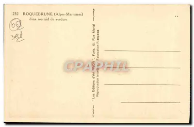 Roquebrune (Alpes-Maritimes) — w swoim zielonym gnieździe — Wydawnictwo Sztuki YVON, Paryż — Rewers