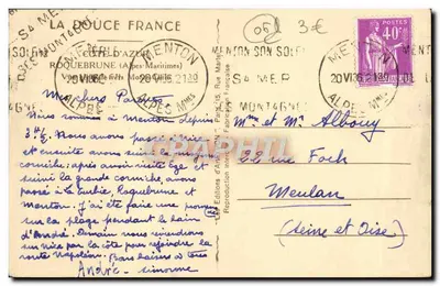 Widok z Menton — Côte d'Azur — Wydawnictwo Sztuki Lyon — Rewers