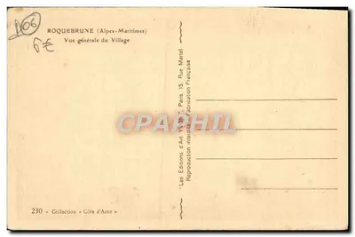 Roquebrune (Alpes-Maritimes) — Ogólny widok wsi — Wydawnictwo Sztuki VV. 30, Paryż — Rewers