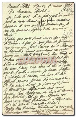 Cap Martin - Otoczenie Menton — Stara pocztówka n°1089, wydawca France A. D'Hour, 1922 — Rewers