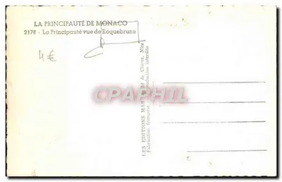 Principautet widziana z Roquebrune — Wydawnictwo Mar de Climez, Monako, nr 2178 — Rewers