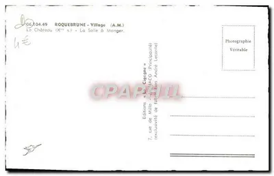 Jadalnia — Zamek Roquebrune (X wiek) — Wydawnictwo Milo « La Cigogne » — Rewers