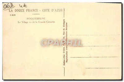 Roquebrune-Cap-Martin — Widok miasteczka z Grande Corniche — Wydawnictwo Art YVON, Ploumagoët — Rewers