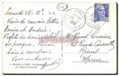 Saint-Paul-de-Vence — Ogólny widok i Baou de St-Jeannet — wydawca « REAL-PHOTO » — Rewers