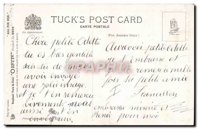 Babbelletje gewond — humor — Tuck's Post Card n° 8639 — Achterkant