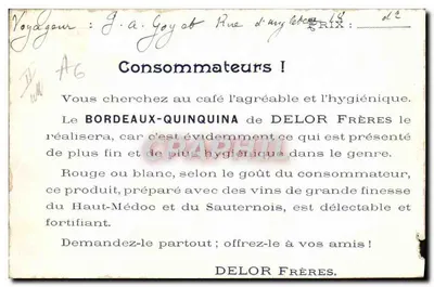 Scène de jardin — quatre personnages autour d'une table — éditeur DELOR FRÈRES, n° 2 — Verso