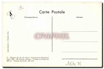 Automotriz do Chemin de fer do Norte — tipo 1936 — n° ZZ405 — Impressão L. Daneil, Lille — Verso