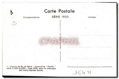 Locomotiva Pacific — Ferrovia do Norte — Série 1933 — Verso