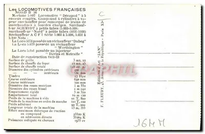 Locomotiva Nord B 56 — Décapod com 5 eixos — Éditions d'Art 'JAN' Paris — Verso