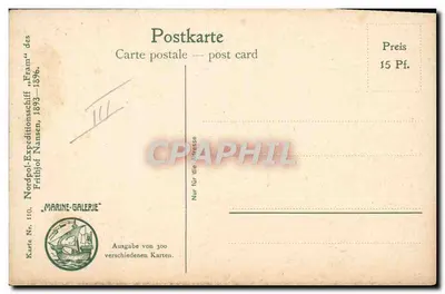 Navio da expedição polar Fram — 1893 — Marine-Galerie — Verso