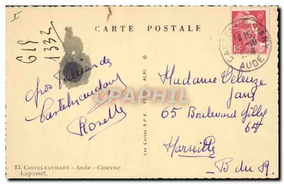 Caserne de Castelnaudary — Aude — editor Les Cartes A.P.A. - Albi, n° 1333 — Verso