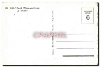 Saint-Paul (Alpes-Maritimes) — Fontanna — Wydawnictwo Le Menestral — Rewers