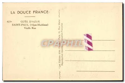 Saint-Paul (Alpes-Maritimes) — Stara ulica — Les Editions d'Art Vivant, Paryż — Rewers
