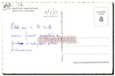 Saint-Paul (Alpes-Maritimes) — Stara Brama i jej Herb — Wydawnictwo Le Menestrel — Rewers