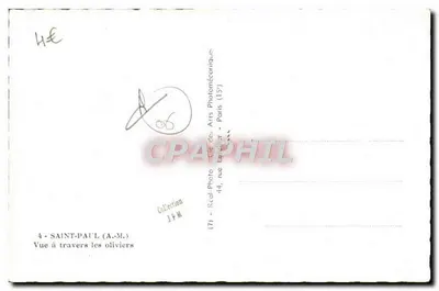 Saint-Paul (A.M.) — Widok przez oliwki — Réal Photo - Arts Photographiques - Paryż (15) — Rewers