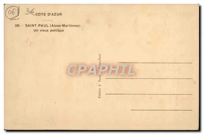 Saint-Paul (Alpes-Maritimes) — Uma antiga arcada — Edição A Saint-Paul — Verso