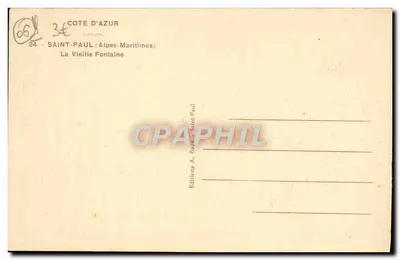 Saint-Paul - Stara fontanna — Wydawnictwo A. Baux — Rewers