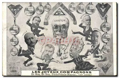 Os Alegres Companheiros — caricaturas de políticos ao redor de um crânio — Edição Francesa (A.M.I.L.)