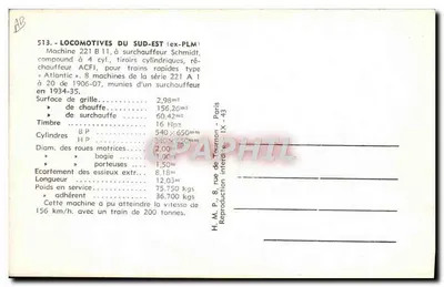 Locomotiva 221 B 11 — Sud-Est (ex-PLM) — H.M.P., Paris — Verso