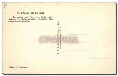 Região do Oeste — Rápido do Havre a Paris entre Achères e Maisons-Lafitte — Máquina Pacific carénée — Verso