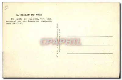 Trem rápido de Bruxelas — Rede do Norte — cerca de 1905 — locomotiva série 2161-2180 — Verso