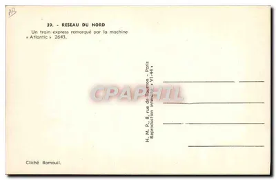 Trem expresso puxado pela locomotiva «Atlantic» 2643 — Rede do Norte — H.M.P. Paris — Verso
