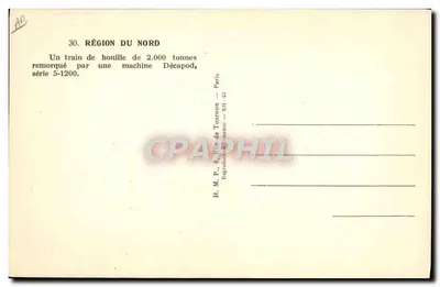 Trem de carvão — Região do Norte — H. M. P., Rua de Tournon — Paris — Verso