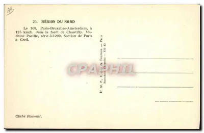 Trem a vapor — Máquina Pacific série 3-1200 — Região do Norte — Verso