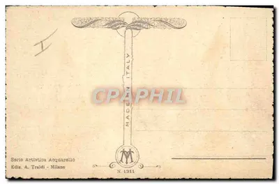 Jachtowe łódki na jeziorze — Wydawca A. Traldi - Mediolan, nr 1311 — Rewers