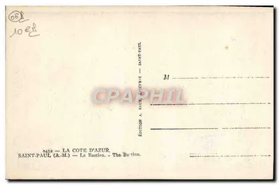 Saint-Paul (A.M.) — O Bastião — Edição A. RAUX, Saint-Paul — Verso
